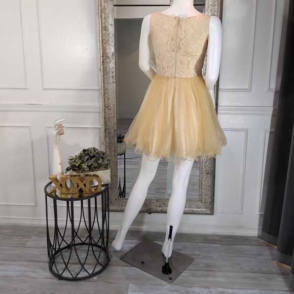 Champagne Short Cocktail Homecoming Formal Dress - Picture 2 of 2
